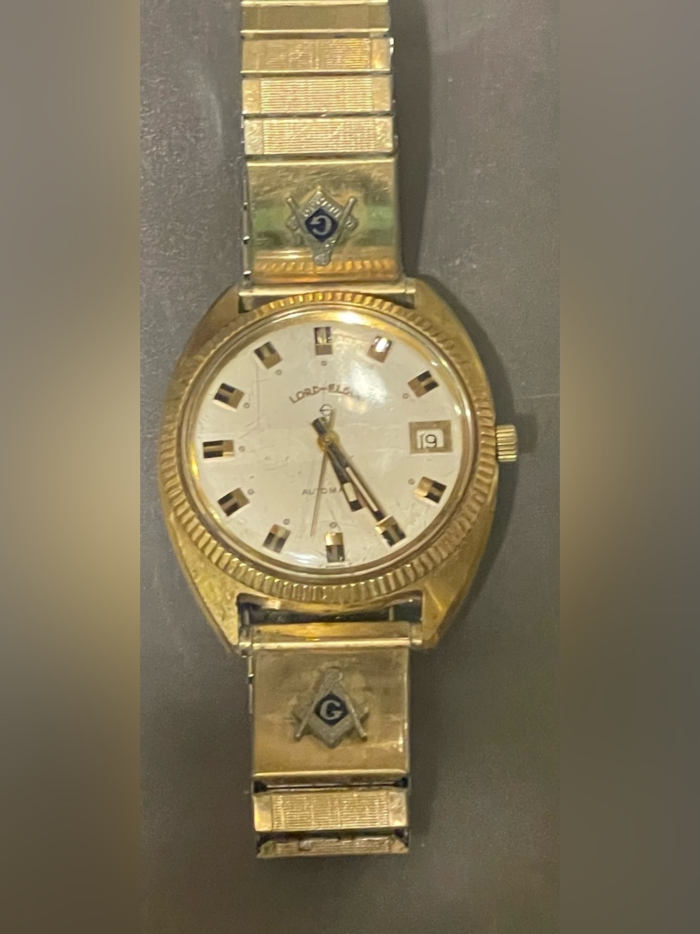 Lord Elgin Vintage Watch Masonic Mechanical 10 M Gold Electroplated Works
